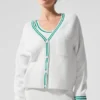 Maglione in maglia stile Tennis Club - Bianco/Verde abete