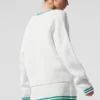 Maglione in maglia stile Tennis Club - Bianco/Verde abete