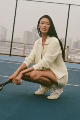 Maglione in maglia Tennis Club - Avena/Bianco