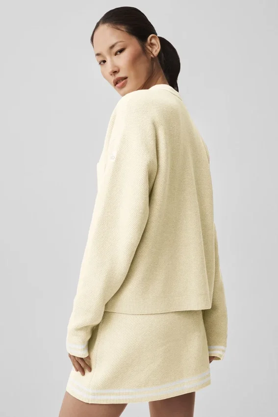 Maglione in maglia Tennis Club - Avena/Bianco