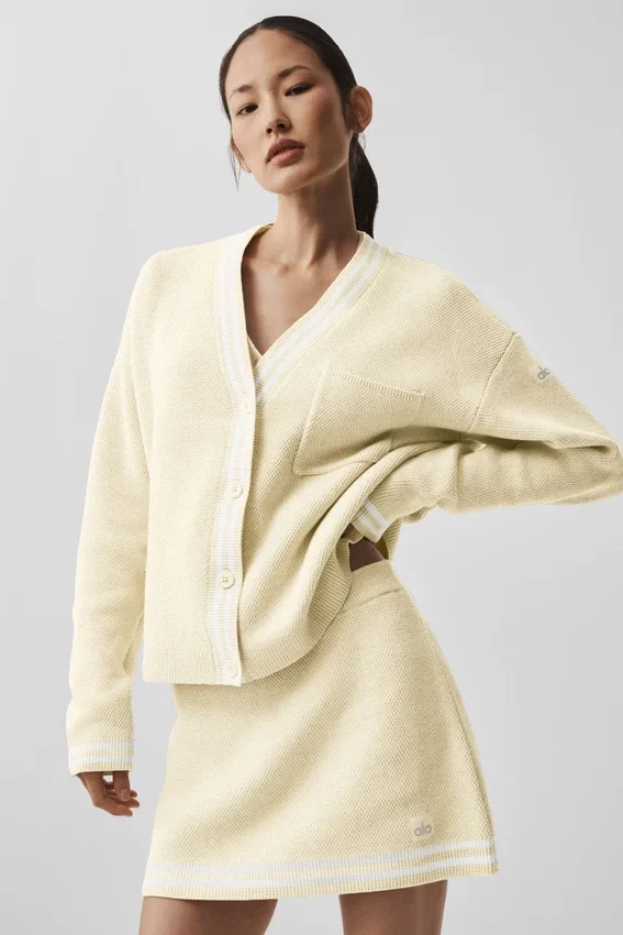 Maglione in maglia Tennis Club - Avena/Bianco