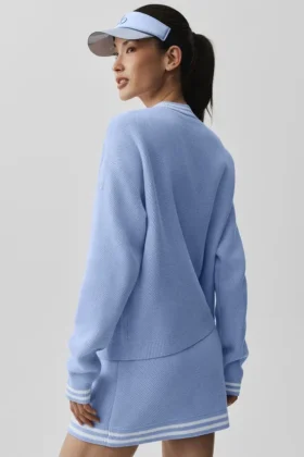 Maglione in maglia Tennis Club – Blu Provenza chiaro/Bianco