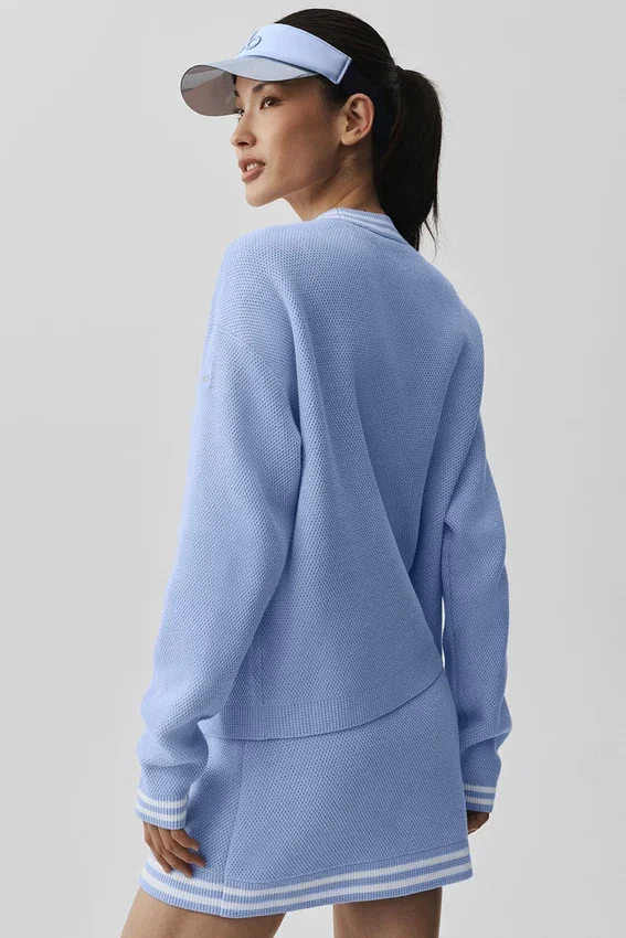 Maglione in maglia Tennis Club - Blu Provenza chiaro/Bianco