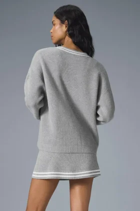 Maglione in maglia Tennis Club – Grigio melange sportivo/Bianco