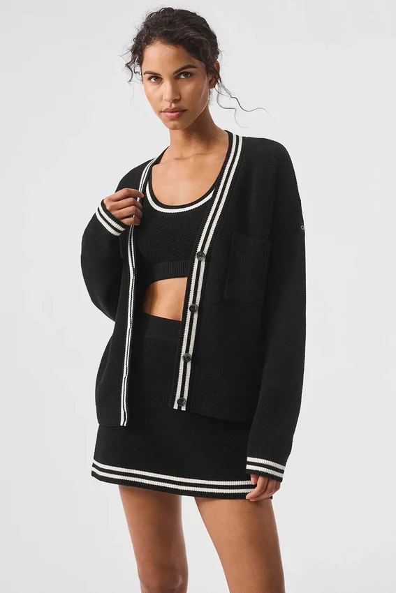 Maglione in maglia Tennis Club - Nero/Avorio