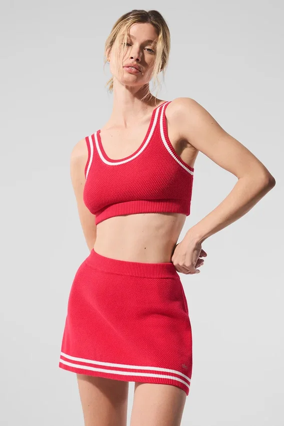 Maglione in maglia Tennis Club - Rosso caramella/Bianco