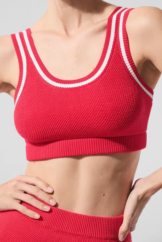 Maglione in maglia Tennis Club - Rosso caramella/Bianco
