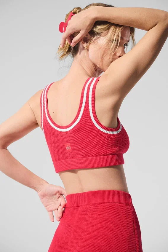 Maglione in maglia Tennis Club - Rosso caramella/Bianco