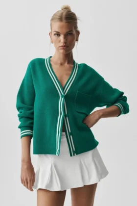 Maglione in maglia Tennis Club - Verde isola di smeraldo/Avorio
