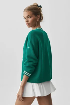 Maglione in maglia Tennis Club – Verde isola di smeraldo/Avorio
