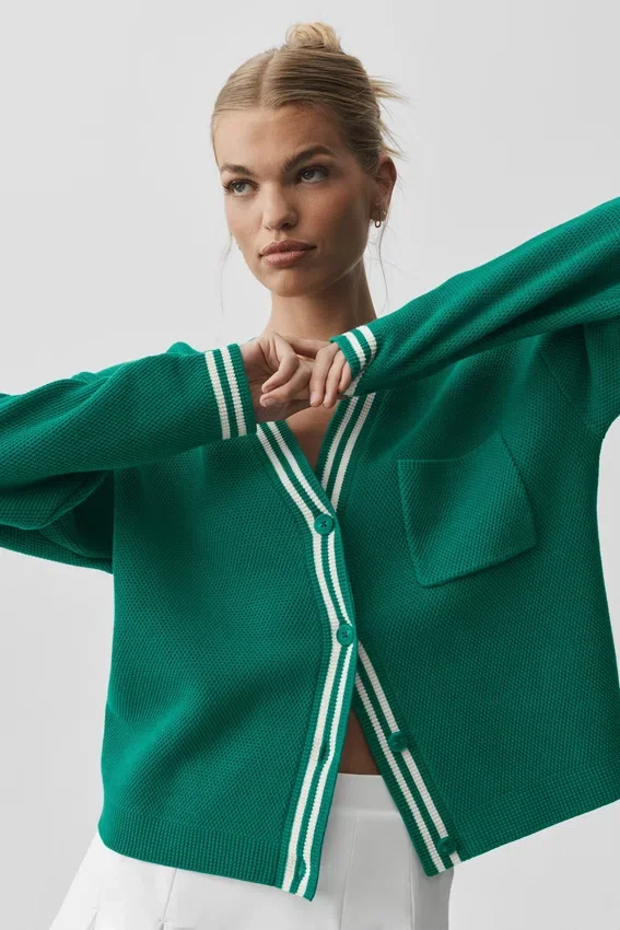 Maglione in maglia Tennis Club - Verde isola di smeraldo/Avorio