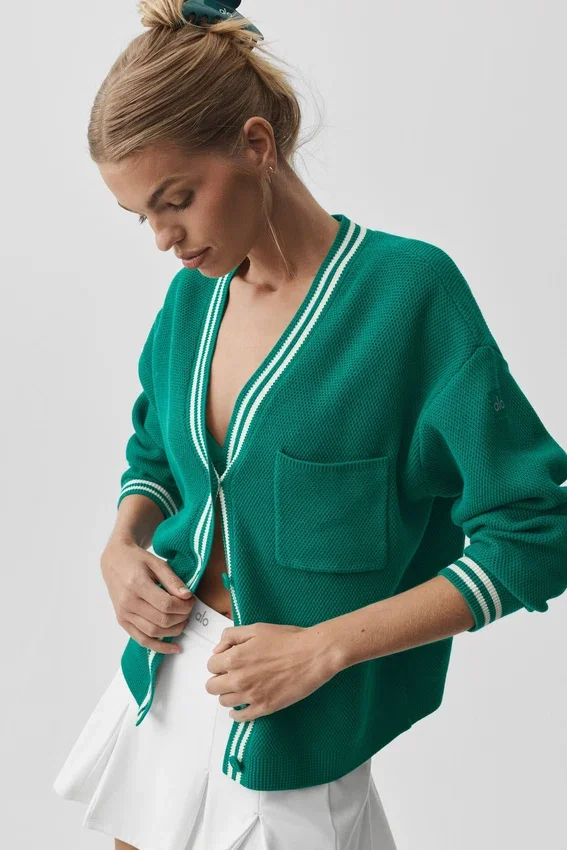Maglione in maglia Tennis Club - Verde isola di smeraldo/Avorio
