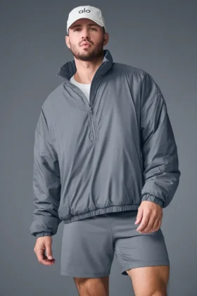 Maglione Latitude leggero con mezza zip - Grigio acciaio