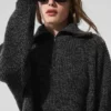 Maglione melange con zip a 1/4 - Nero melange
