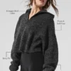 Maglione melange con zip a 1/4 - Nero melange