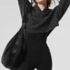 Maglione melange con zip a 1/4 - Nero melange