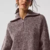 Maglione melange Pullover con zip a 1/4 - Melange fungo