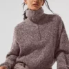Maglione melange Pullover con zip a 1/4 - Melange fungo