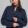 Maglione New Class con zip a 1/4 in lana e cashmere - Blu navy