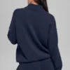 Maglione New Class con zip a 1/4 in lana e cashmere - Blu navy