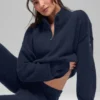 Maglione New Class con zip a 1/4 in lana e cashmere - Blu navy