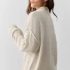 Maglione New Class in misto lana e cashmere con zip a 1/4 - Avena melange