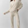 Maglione New Class in misto lana e cashmere con zip a 1/4 - Avena melange