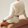 Maglione Northstar in cashmere con pelliccia sintetica e zip integrale - Avorio