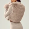 Maglione Northstar in cashmere con pelliccia sintetica e zip integrale - Grigio avena melange