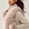 Maglione Northstar in cashmere con pelliccia sintetica e zip integrale - Grigio avena melange
