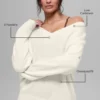 Maglione oversize con scollo a V in misto lana e cashmere New Class - Avorio