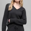 Maglione oversize New Class in misto lana e cashmere con scollo a V - Nero