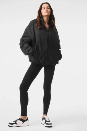 Maglione pullover leggero con mezza zip Latitude - Nera