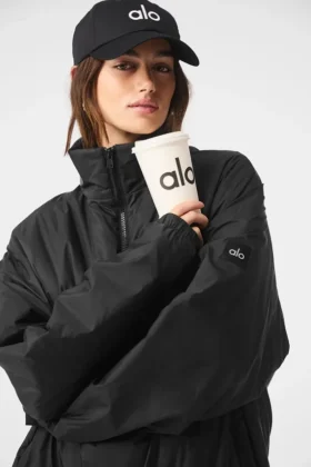 Maglione pullover leggero con mezza zip Latitude – Nera