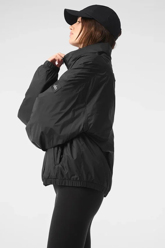 Maglione pullover leggero con mezza zip Latitude - Nera