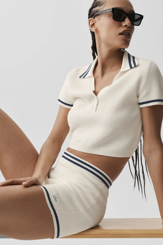 Maglione Tennis Club in maglia - Avorio/Blu navy