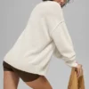 Maglione unisex a girocollo in misto lana e cashmere della linea New Class - Beige melange
