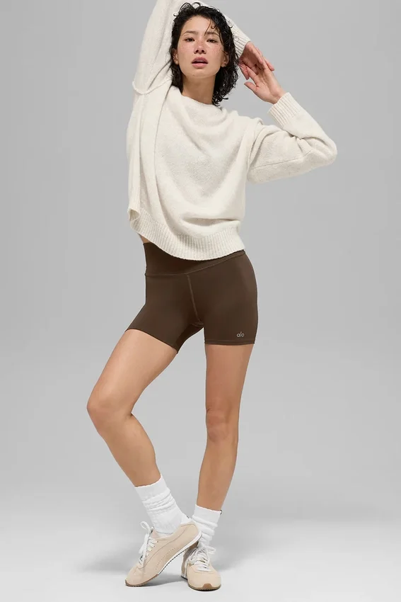 Maglione unisex a girocollo in misto lana e cashmere della linea New Class - Beige melange