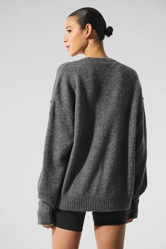 Maglione unisex a girocollo in misto lana e cashmere New Class - Grigio platino