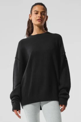 Maglione unisex in lana e cashmere New Class a girocollo - Nero