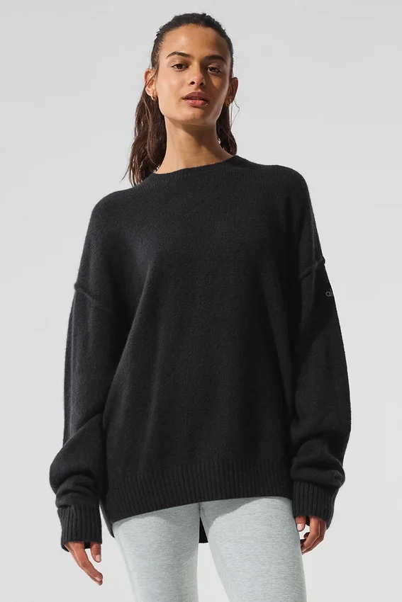 Maglione unisex in lana e cashmere New Class a girocollo - Nero