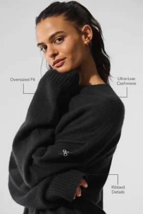 Maglione unisex in lana e cashmere New Class a girocollo – Nero