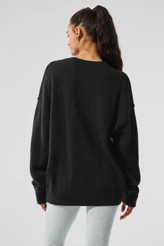 Maglione unisex in lana e cashmere New Class a girocollo - Nero