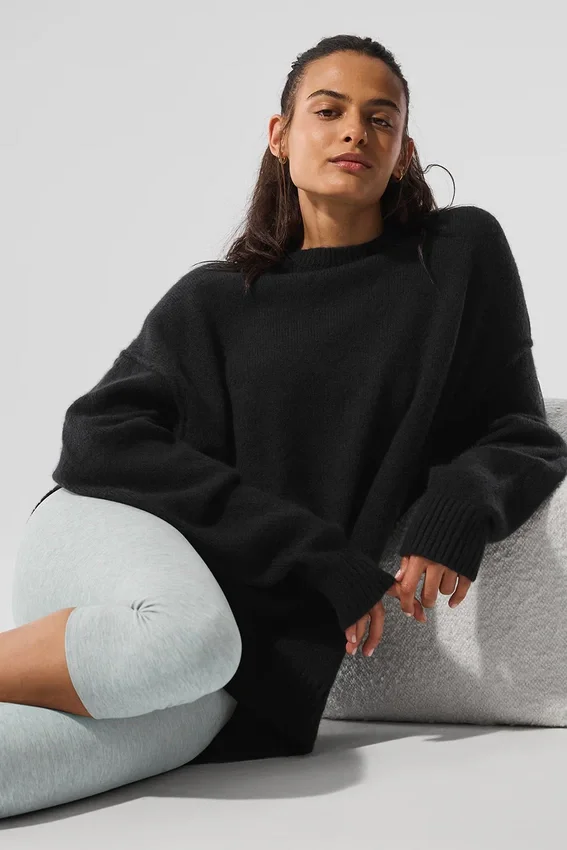 Maglione unisex in lana e cashmere New Class a girocollo - Nero