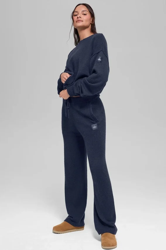 Maglione unisex New Class a girocollo in misto lana e cashmere - Blu navy