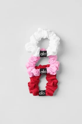 Mini elastici per capelli Fresh (confezione da 3) - Rosso intenso/Rosa dolce/Bianco