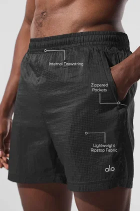 Pantaloncini 2 in 1 Game Time Ripstop da 5″ – Nero/Nero