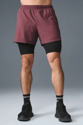 Pantaloncini 2 in 1 Revival da 5" - Borgogna tartufo/Nero