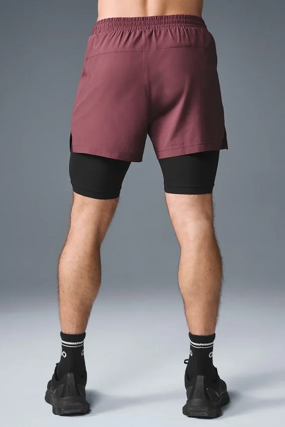 Pantaloncini 2 in 1 Revival da 5" - Borgogna tartufo/Nero