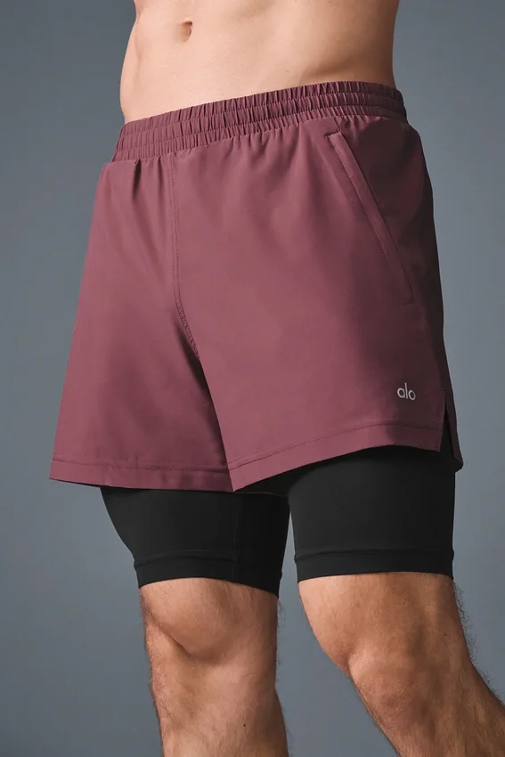 Pantaloncini 2 in 1 Revival da 5" - Borgogna tartufo/Nero